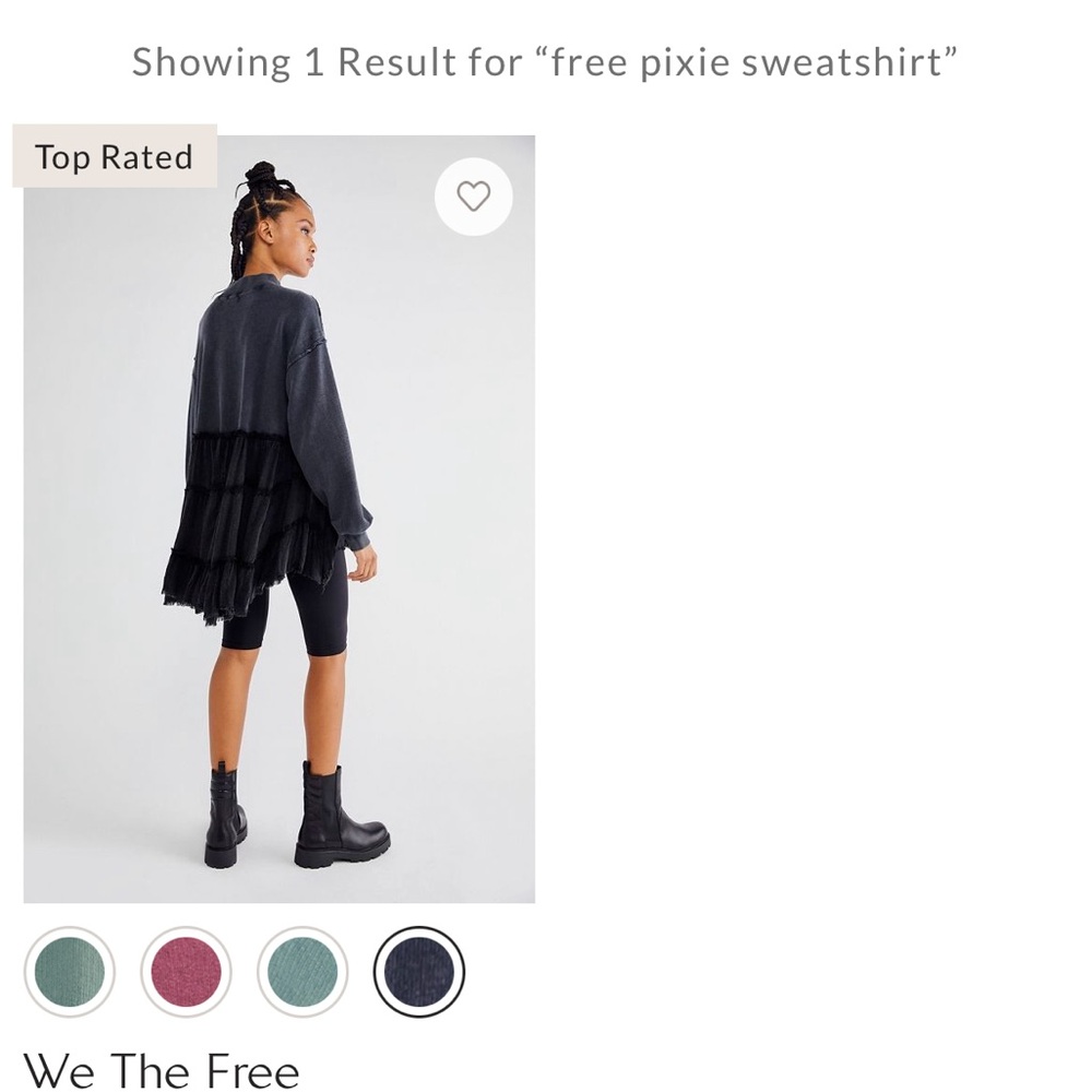 Free People ~ We the Free ~ loose fitting heavy cotton sweatshirt with ruffles - Picture 7 of 10